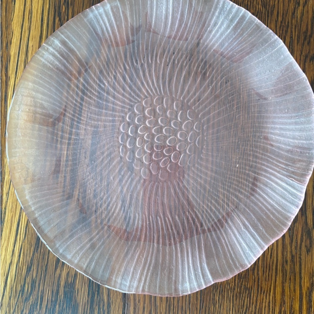 Pink vintage Laslo for Mikasa ruffled edge glass plate
